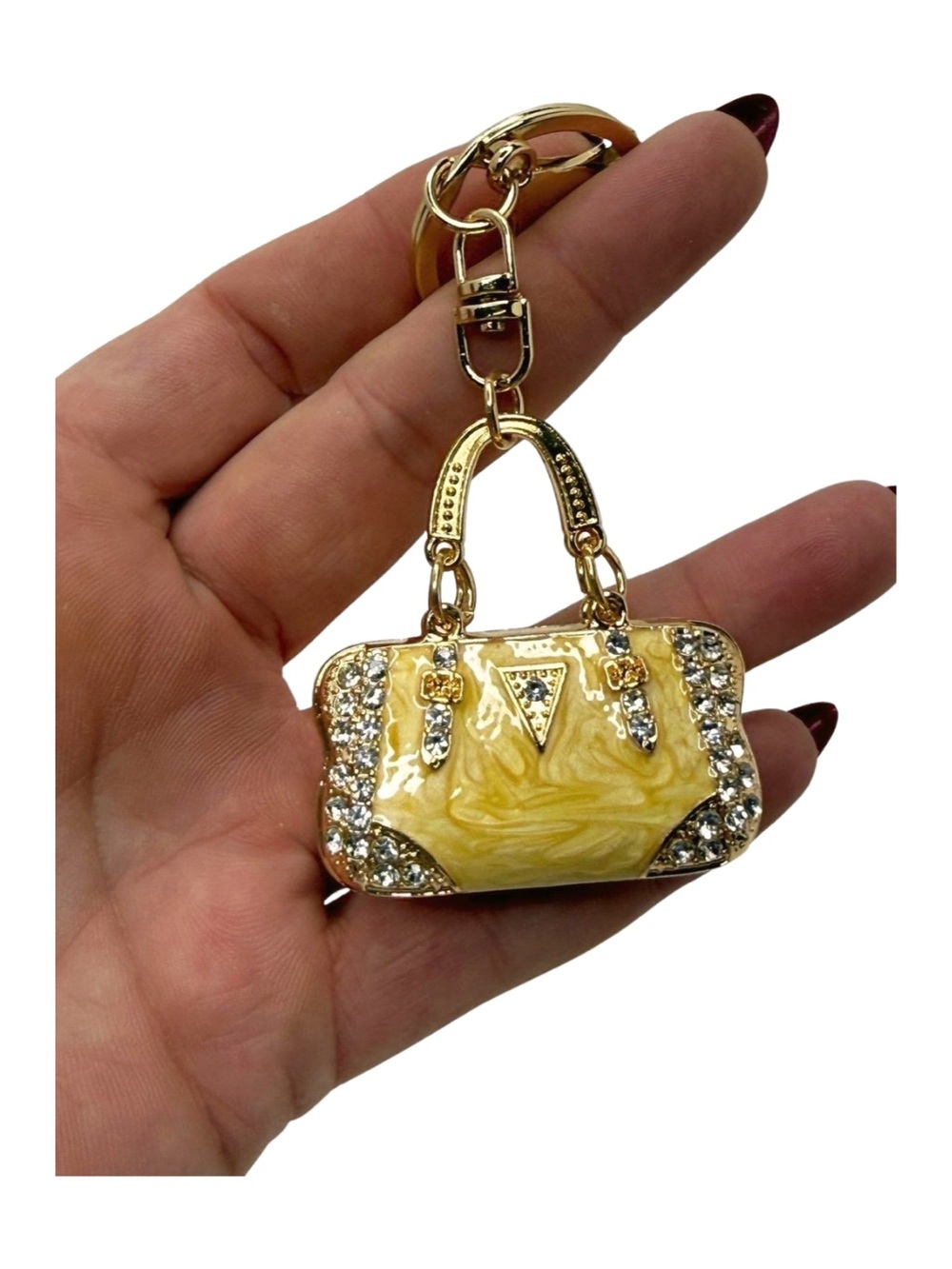BUY NOW PICK ONE Rhinestone Purse Keychain Bag Charm Glam Patent Handbag Charm - Picture 4 of 7